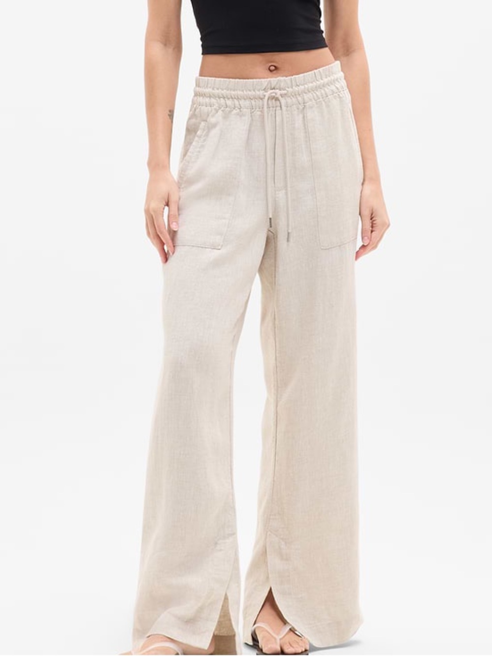 ATHLETA - Women's Wide-Leg Drawstring Linen Pants - Size Medium